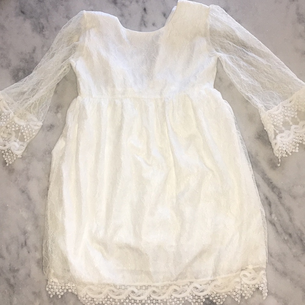 White flower girl dress